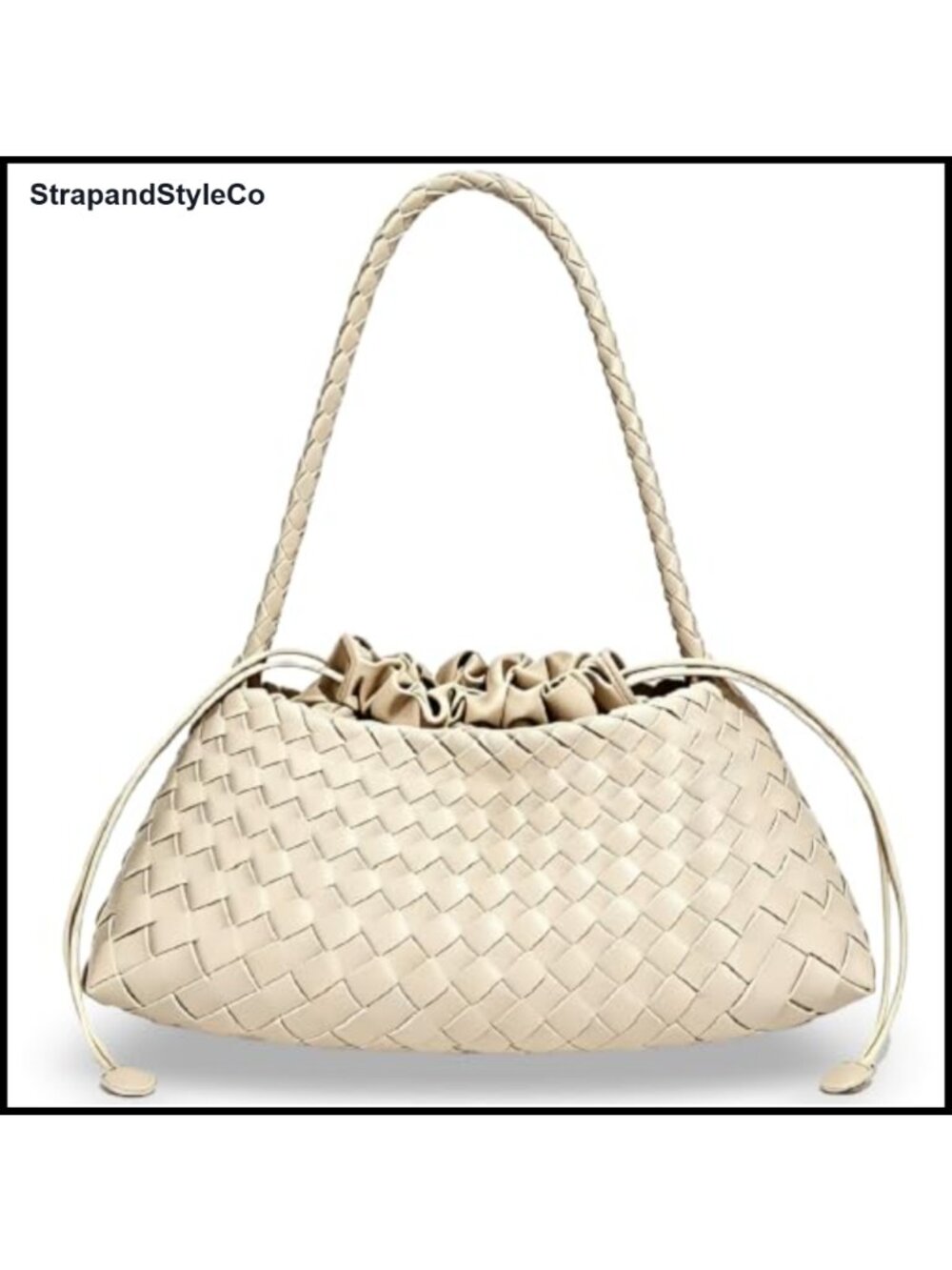 Handwoven PU Leather Hobo Shoulder Bag Women Convertible Woven Tote Purse